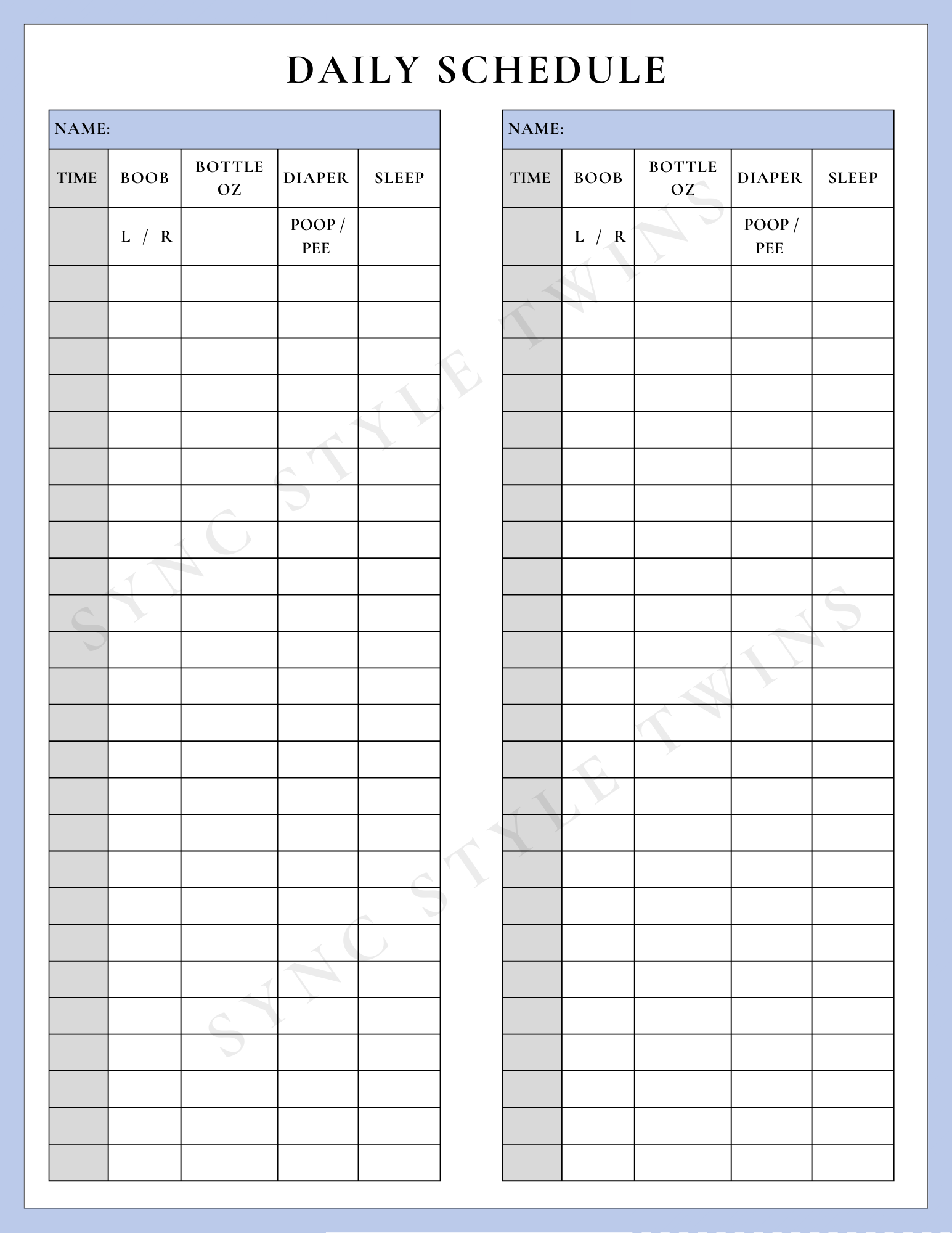 Daily planner for twin moms with organized layouts to manage routines and schedules