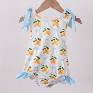 Blue Bow Lemon One-Piece Swimsuit