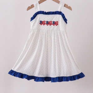Navy Bow Ruffle Dress