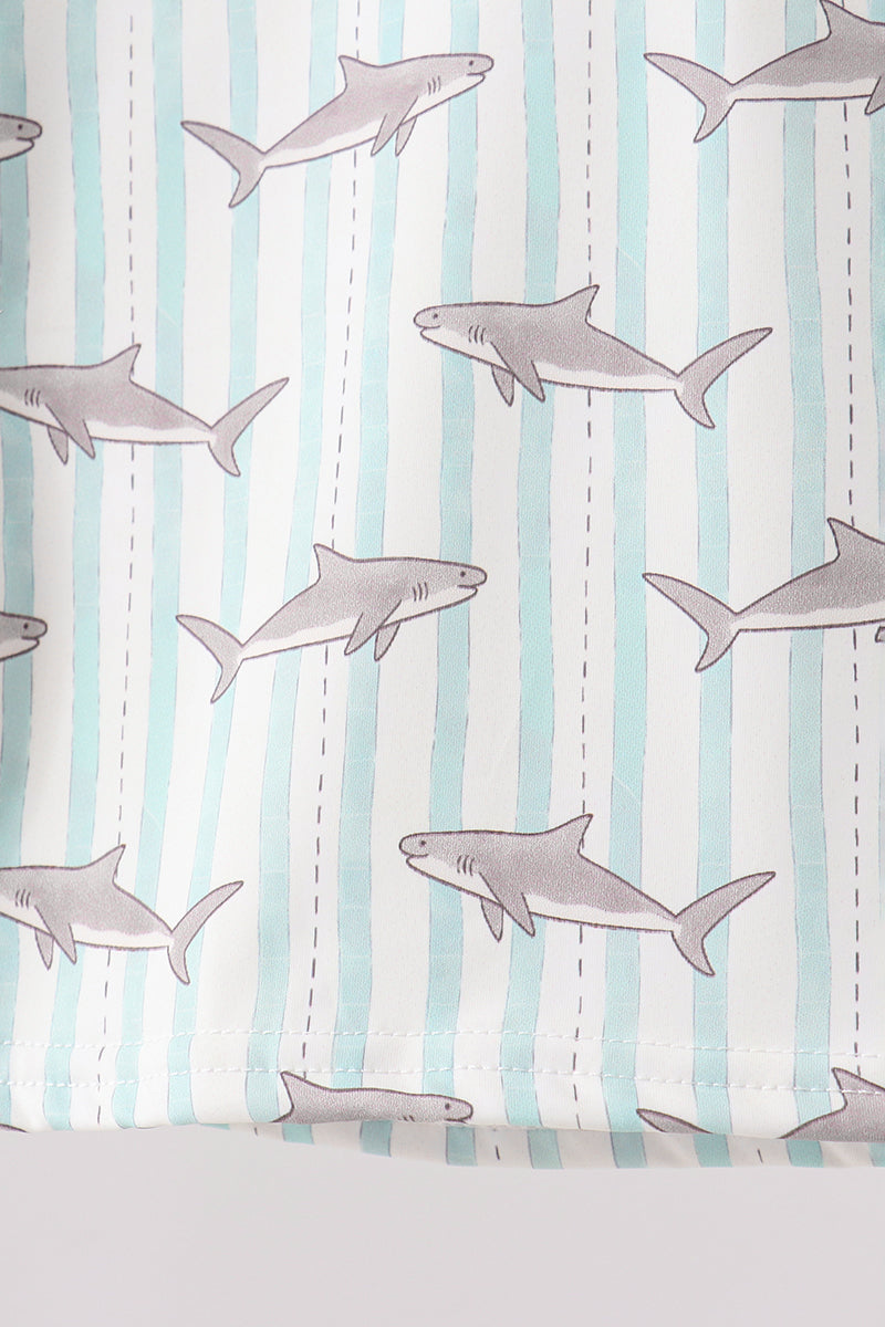 Boys shark swimwear rashguard set with shark print for beach and pool days